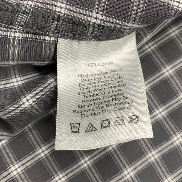 Eddie Bauer Wrinkle Resistant Long Sleeve Button Shirt Grey/White Plaid Large - Picture 6 of 11